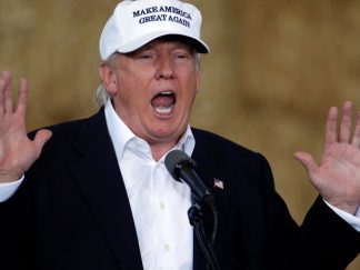 Donald Trump discursa em Des Moines, Iowa, no sabado 27